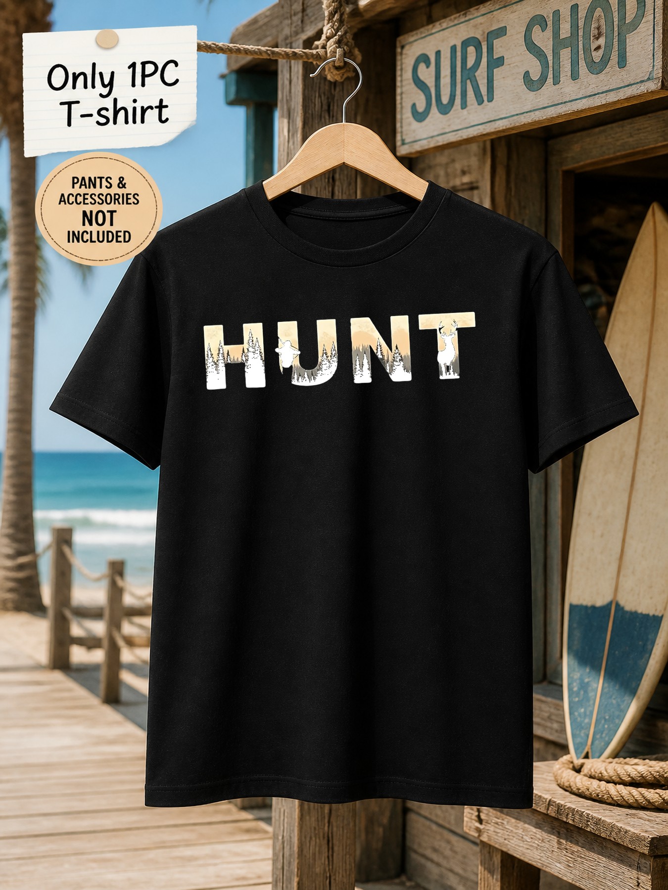 Outdoor Hunting Graphic Tees - 1 adet Erkek Grafik Tişörtü Avcılık