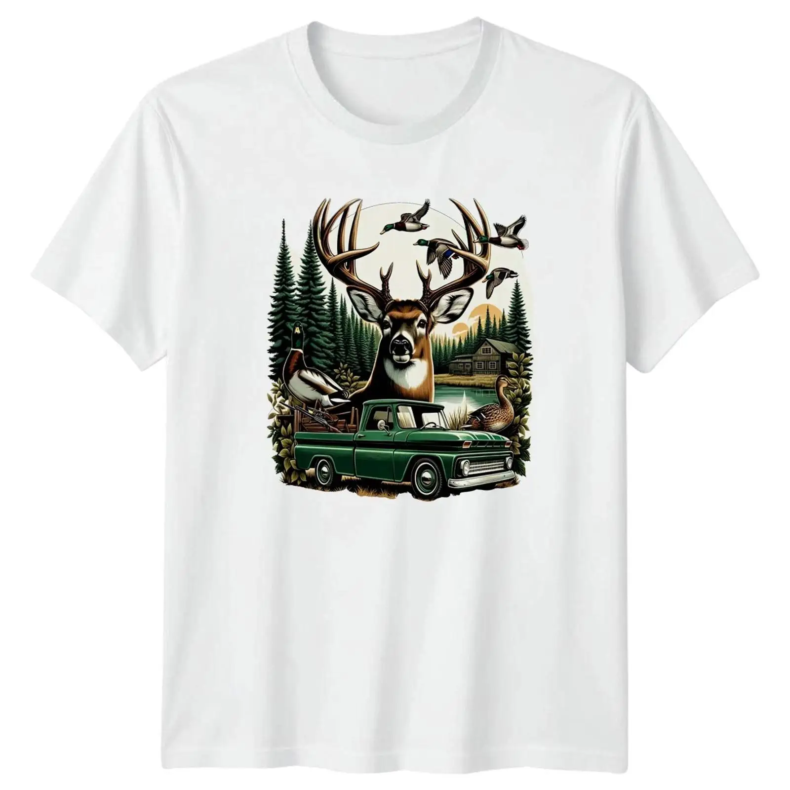 Outdoor Hunting Graphic Tees - Deer Duck Hunting Lodge Wilderness Erkek