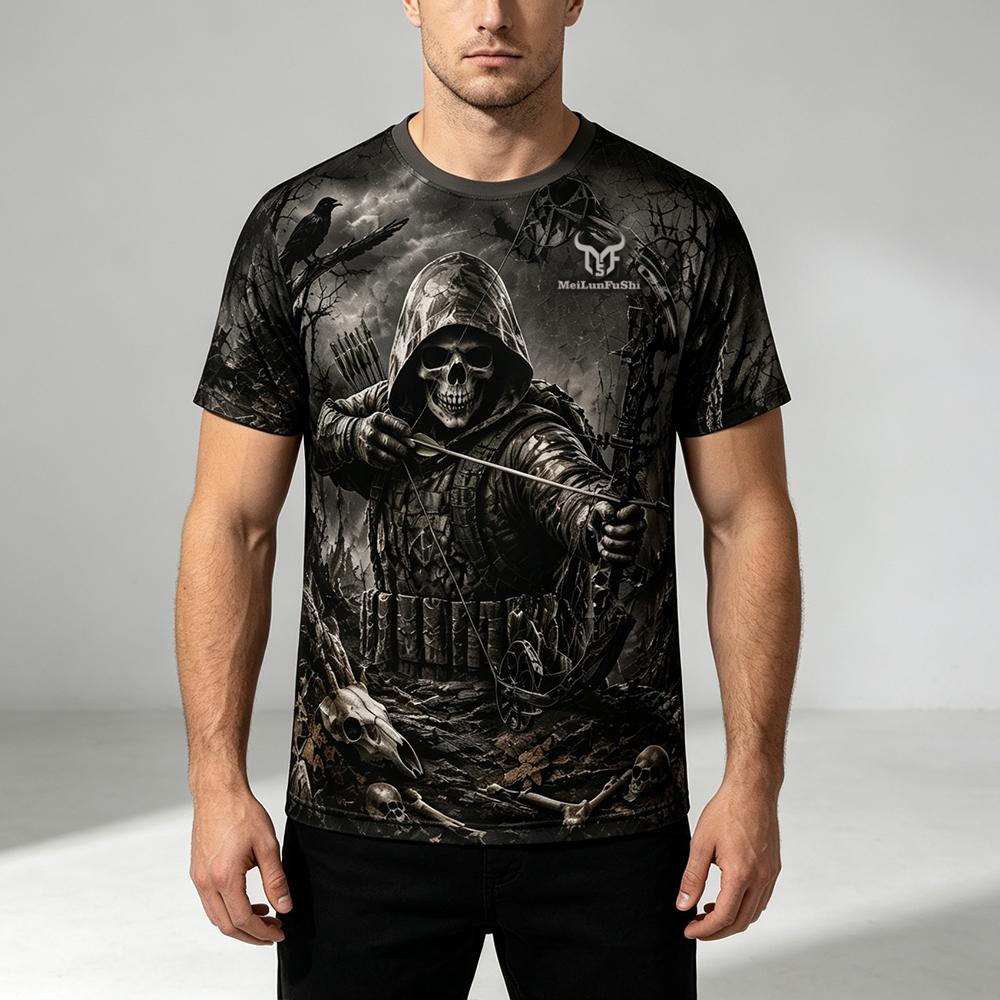 Gotik Kafatası Okçu 3D Baskılı - Outdoor Hunting Graphic Tees incelemesi ve fiyatı