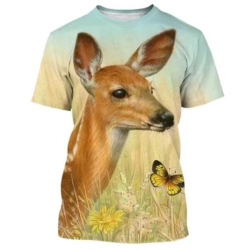 Deer 3D Printing T-shirt Funny - Outdoor Hunting Graphic Tees incelemesi ve fiyatı