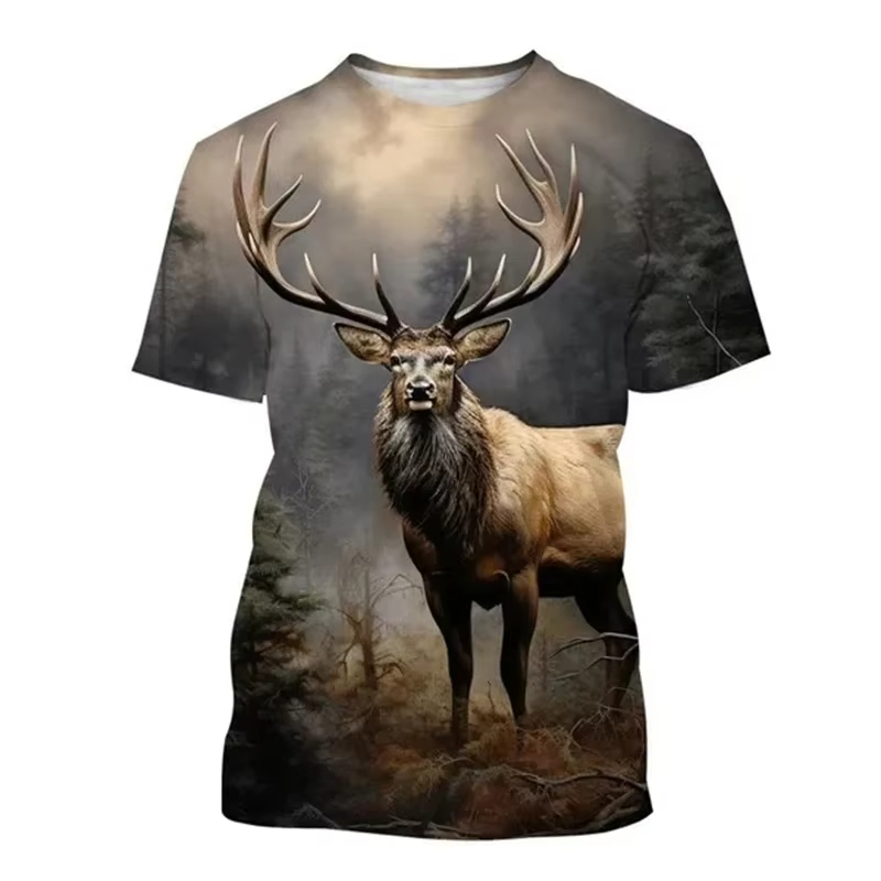 Deer 3D Printing T-shirt Funny - Outdoor Hunting Graphic Tees incelemesi ve fiyatı